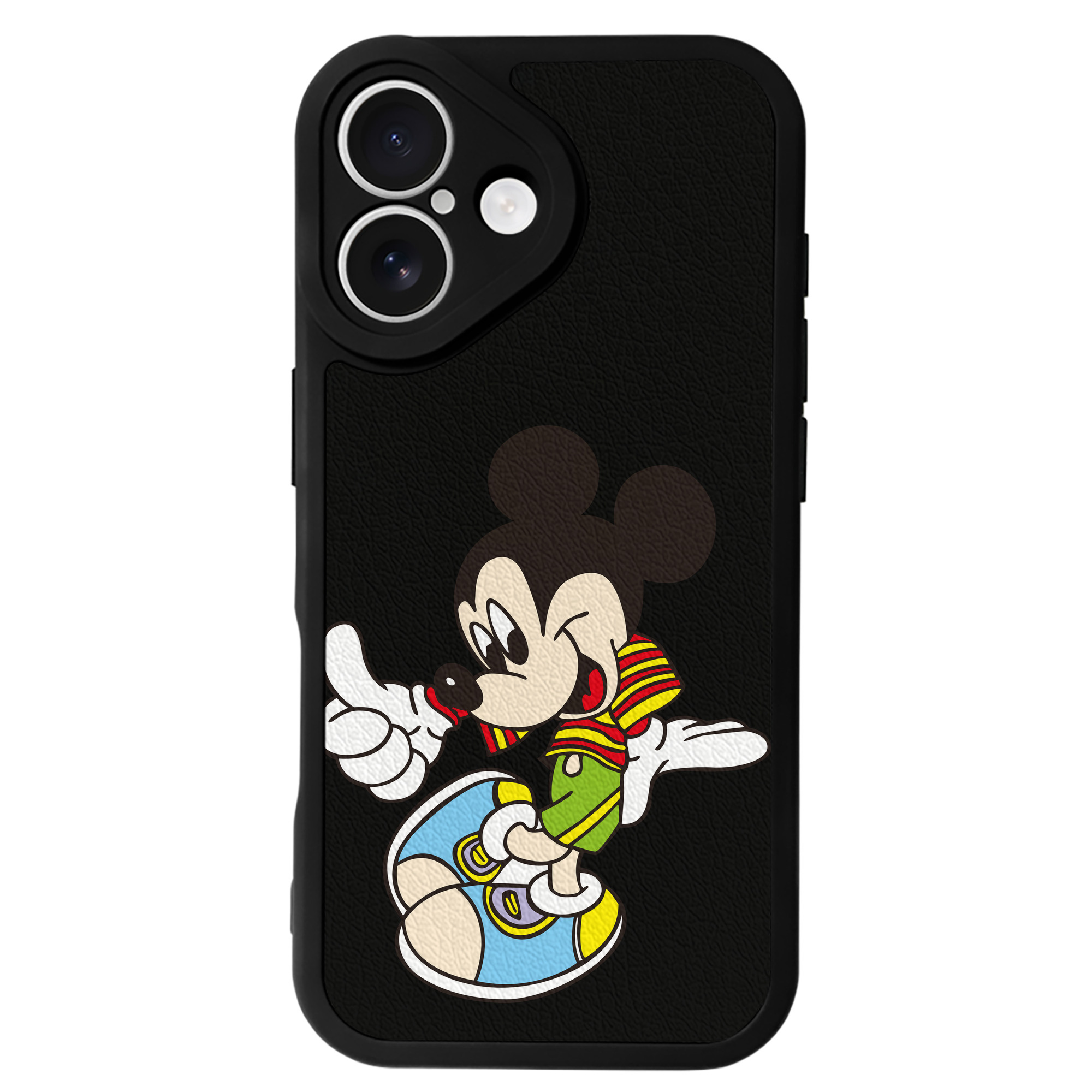 （画像用） ミッキーマウス Mickey Mouse 【iPhone 16シリーズ対応】シリコンスマホケース（レザー調） 材質：シリコン